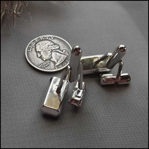 1970s Smokey Topaz Crystals Vintage Cufflinks Signed Swank 15181 - Picture 8 of 8